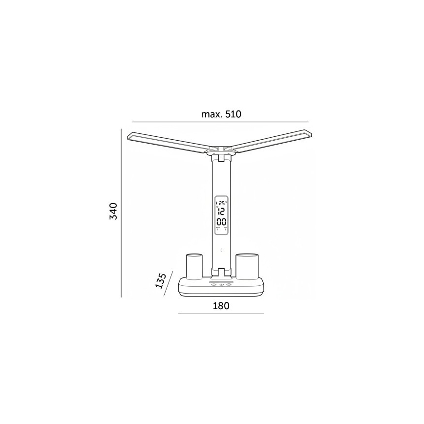 LED-dimbare oplaadbare bureaulamp NOBLITE P LED/5W/5V 3000/4000/6000K 2200 mAh wit