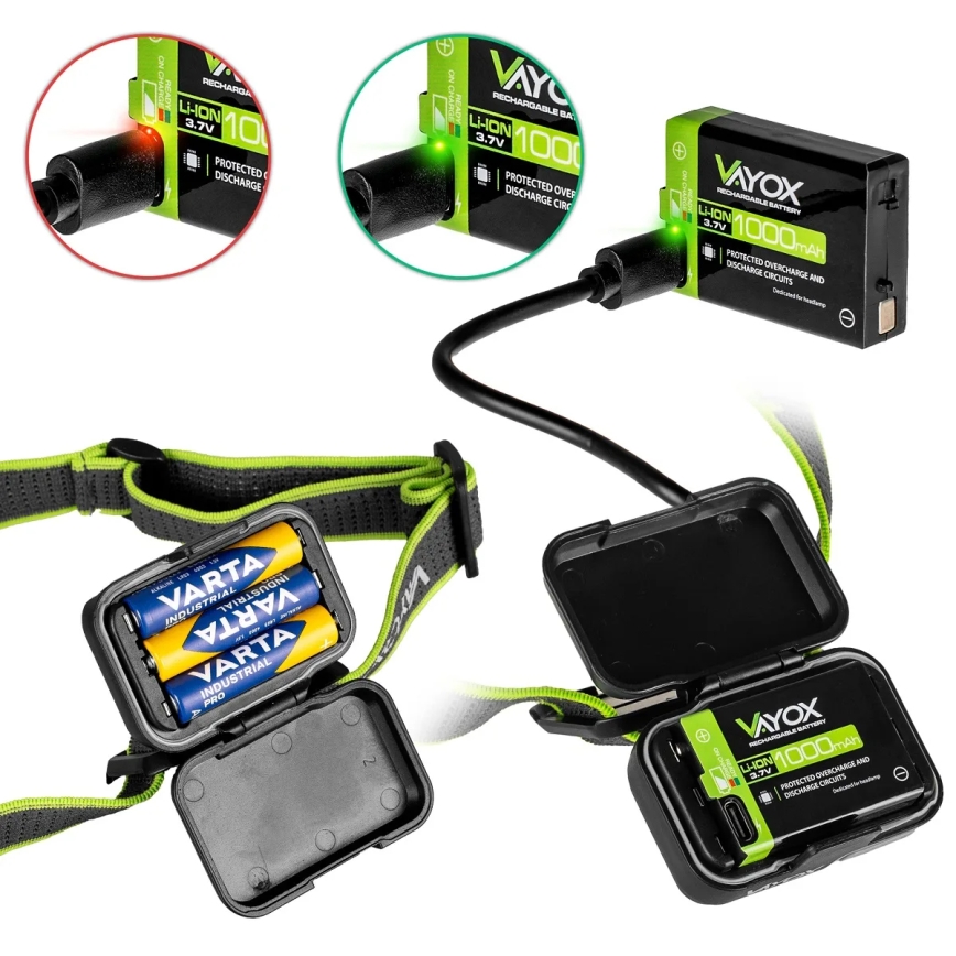 Dimbare oplaadbare LED-hoofdlamp LED/10W/5V/3xAAA IP66 800 lm 1000 mAh