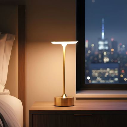 LED dimbare oplaadbare bureaulamp NEW YORK LED/1,8W/5V 2700K/4000K/6500K 1200 mAh goud