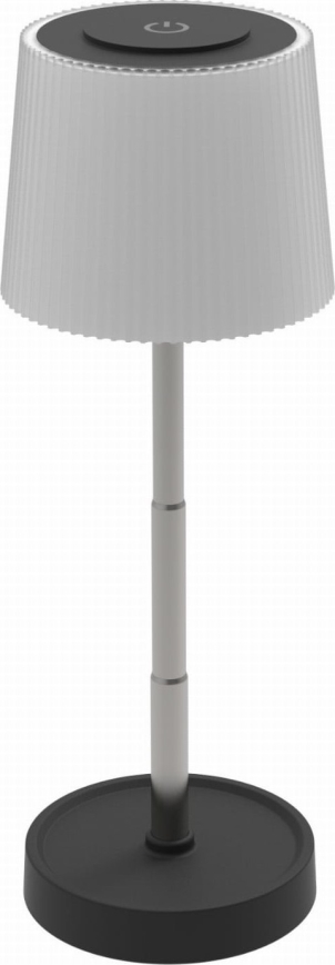 Dimbare, oplaadbare LED-tafellamp voor buiten met aanraakbediening, LED/2W/5V, IP44, 1200 mAh, grijs