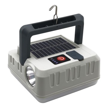 Dimbare oplaadbare LED-zonne-lamp met powerbankfunctie LED/1W/5,5V 8000K IPX4 1200 mAh grijs
