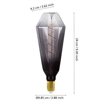 Dimbare Vintage LED-lamp E27/4W/230V 1800K met gerookt glas - Eglo 110238
