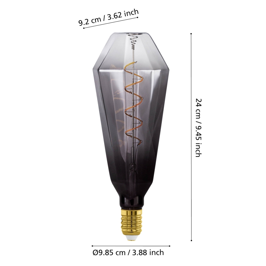 Dimbare Vintage LED-lamp E27/4W/230V 1800K met gerookt glas - Eglo 110238