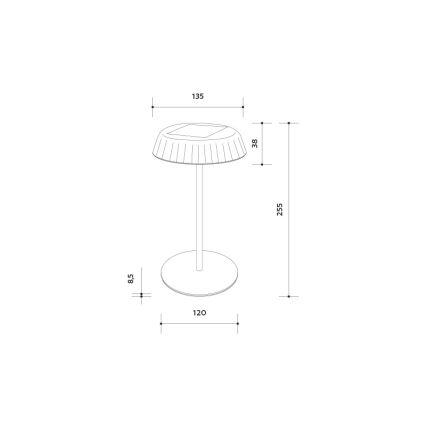 LED-dimbare zonne-oplaadbare tafellamp VIVIEN LED/3W/5V 2700K 1600 mAh IP54 wit