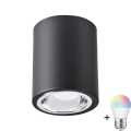 Dimmbare LED RGBW Spot JUPITER 1xE27/6,5W/230V 2700-6500K Wi-Fi Ø 9,8 cm zwart