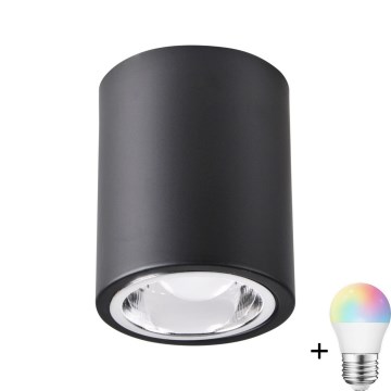 Dimmbare LED RGBW Spot JUPITER 1xE27/6,5W/230V 2700-6500K Wi-Fi Ø 9,8 cm zwart