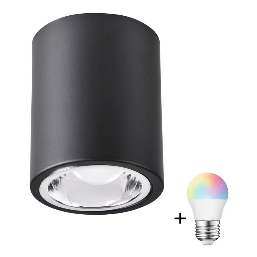 Dimmbare LED RGBW Spot JUPITER 1xE27/6,5W/230V 2700-6500K Wi-Fi Ø 9,8 cm zwart