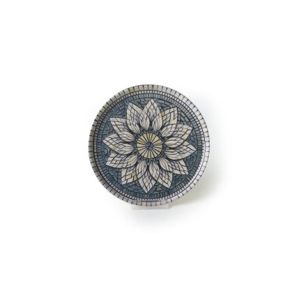 Dinerset 24-delig, blauw/crème/steengoed