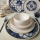 Dinerset 24 st. wit/blauw/keramiek