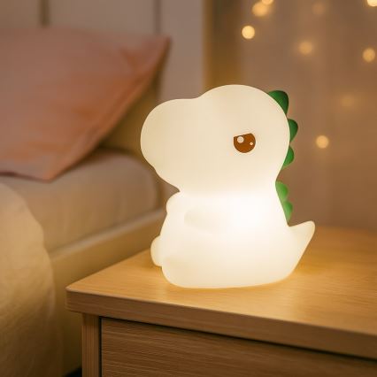 LED RGBW dimbaar oplaadbaar nachtlampje voor kinderen met aanraakbediening DINO LED/1W/5V 1200 mAh