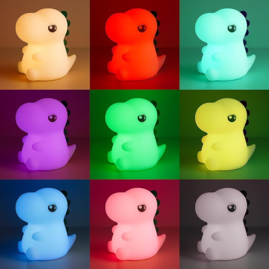 LED RGBW dimbaar oplaadbaar nachtlampje voor kinderen met aanraakbediening DINO LED/1W/5V 1200 mAh