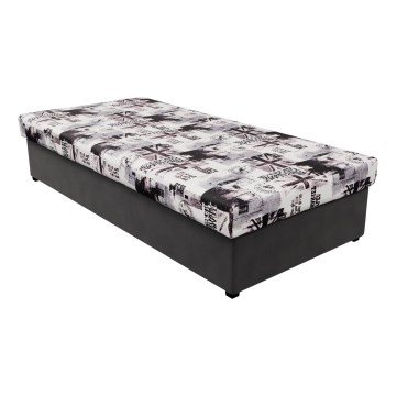 Divanbed NOE 90x200 met binnenveringmatras en opbergruimte grijs/zwart