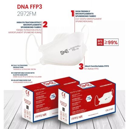 DNA Mondkapje FFP3 NR CE 2163 Medisch 1stuk