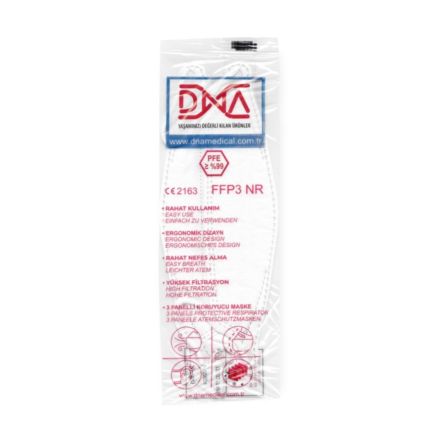 DNA Mondkapje FFP3 NR CE 2163 Medisch 1stuk