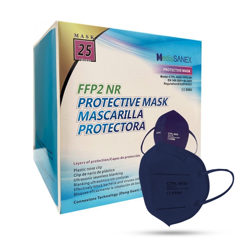 Donkerblauwe Media Sanex Ademhalingsmasker FFP2 NR / KN95 - 20stuks