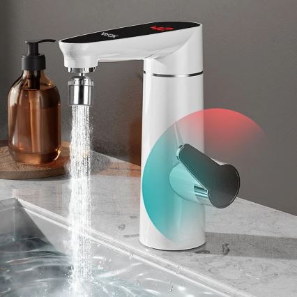 Doorstroomverwarmer met LED-display 3000W/230V IPX4 wit