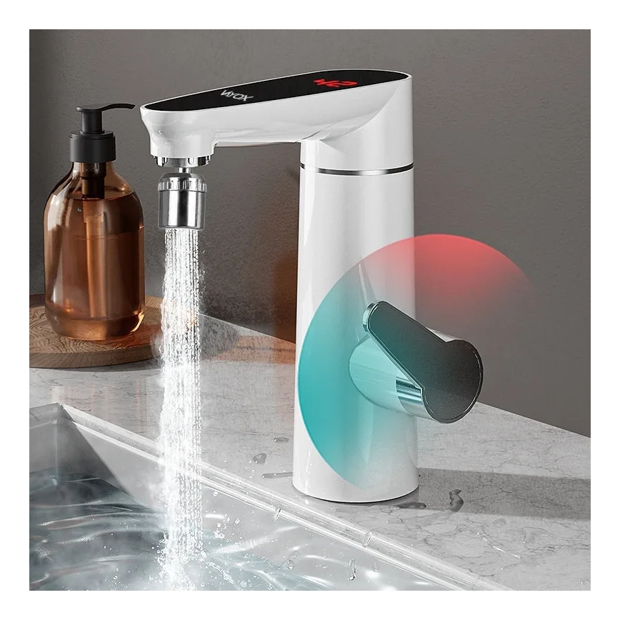 Doorstroomverwarmer met LED-display 3000W/230V IPX4 wit