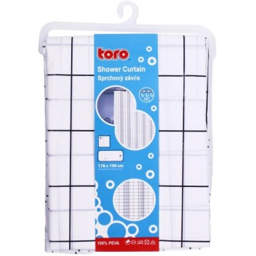 Douchegordijn TORO EASY 178x199 cm wit/zwart