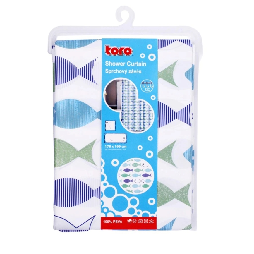 Douchegordijn TORO PREMIUM 178x199 cm blauw/groen