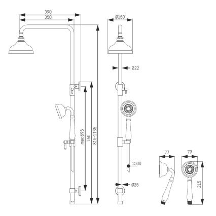 Doucheset AEROSKOBING messing