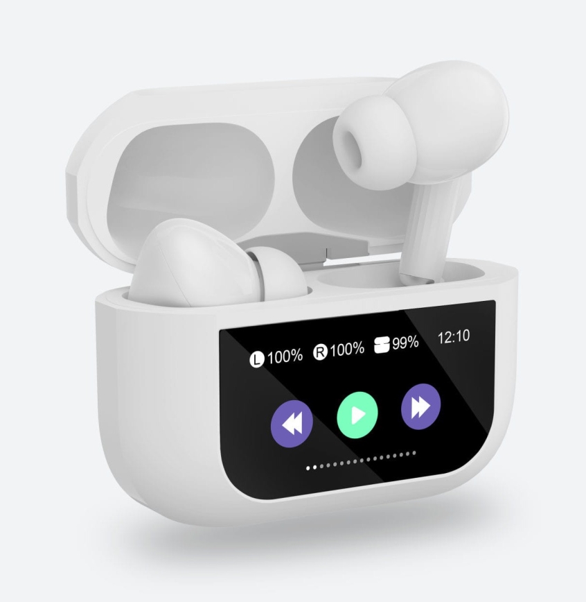Draadloos earphones met LCD scherm 300 mAh + 2x 30 mAh wit