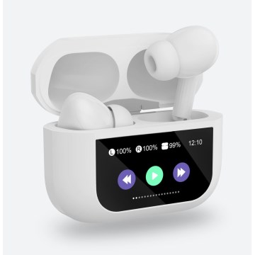 Draadloos earphones met LCD scherm wit