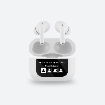 Draadloos earphones met LCD scherm wit
