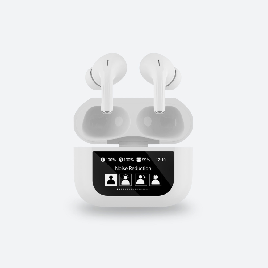 Draadloos earphones met LCD scherm wit