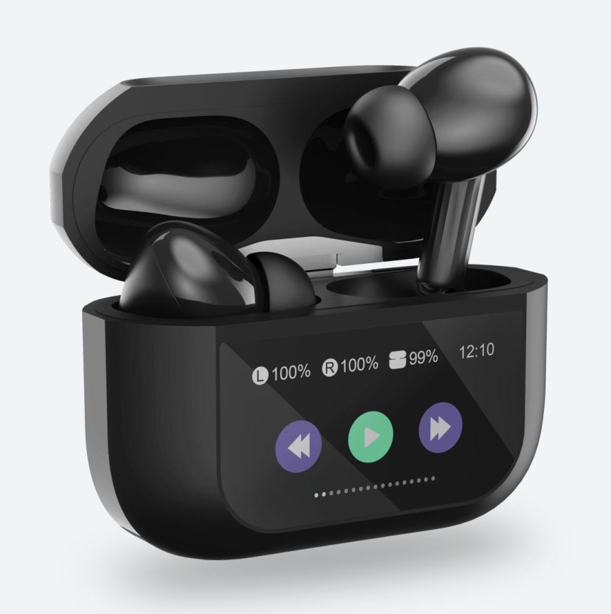Draadloos earphones met LCD scherm zwart
