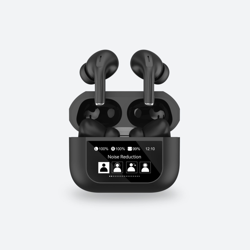 Draadloos earphones met LCD scherm zwart