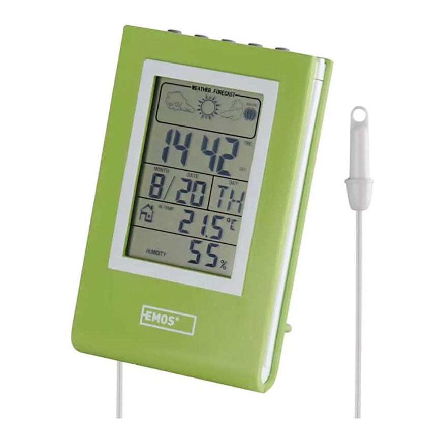 Draadloos weerstation met een wekker 2xLR1130 groen