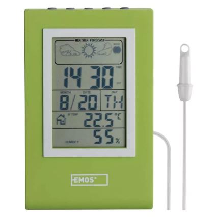 Draadloos weerstation met een wekker 2xLR1130 groen