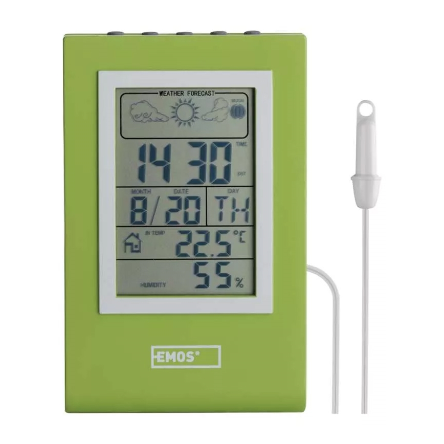 Draadloos weerstation met een wekker 2xLR1130 groen