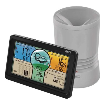 Draadloos weerstation met kleuren LCD-scherm en pluviometer 3xAAA zwart