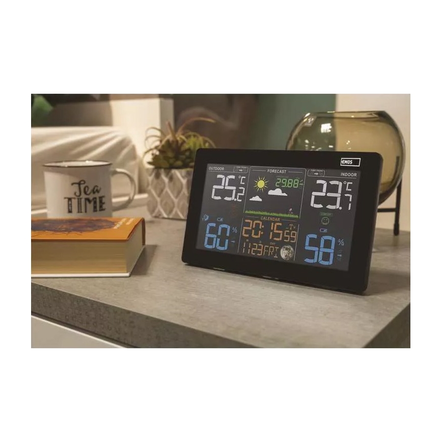 Draadloos weerstation met wekker 5V/3xAAA + 2xAAA zwart
