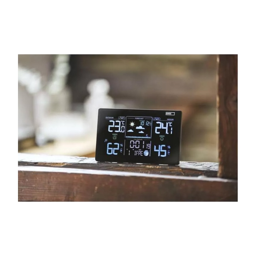 Draadloos weerstation met wekker 5V/3xAAA + 2xAAA zwart