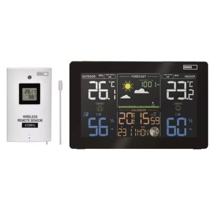Draadloos weerstation met wekker 5V/3xAAA + 2xAAA zwart