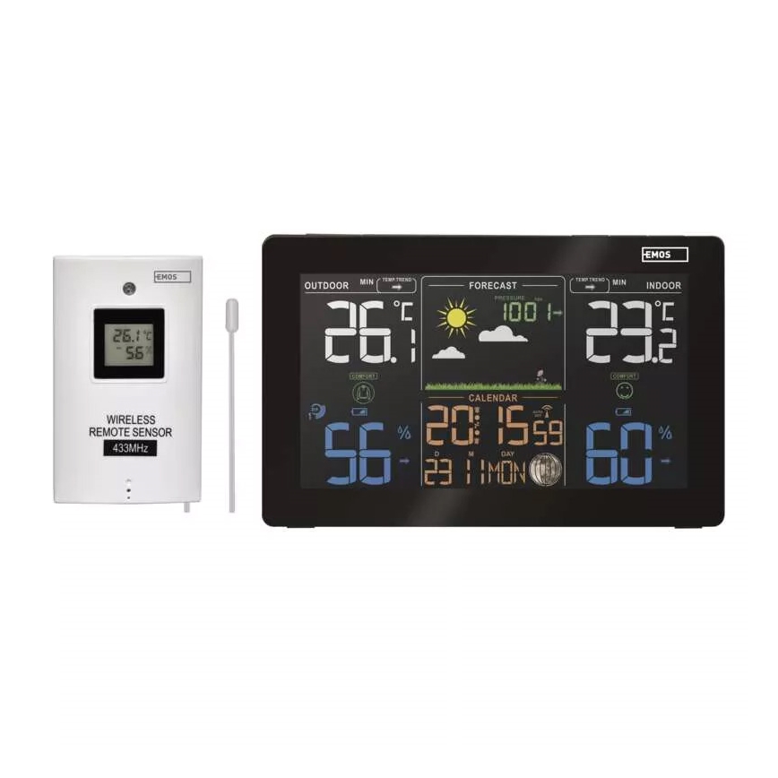 Draadloos weerstation met wekker 5V/3xAAA + 2xAAA zwart