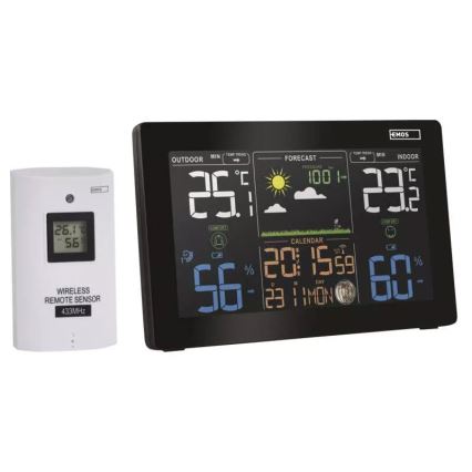 Draadloos weerstation met wekker 5V/3xAAA + 2xAAA zwart