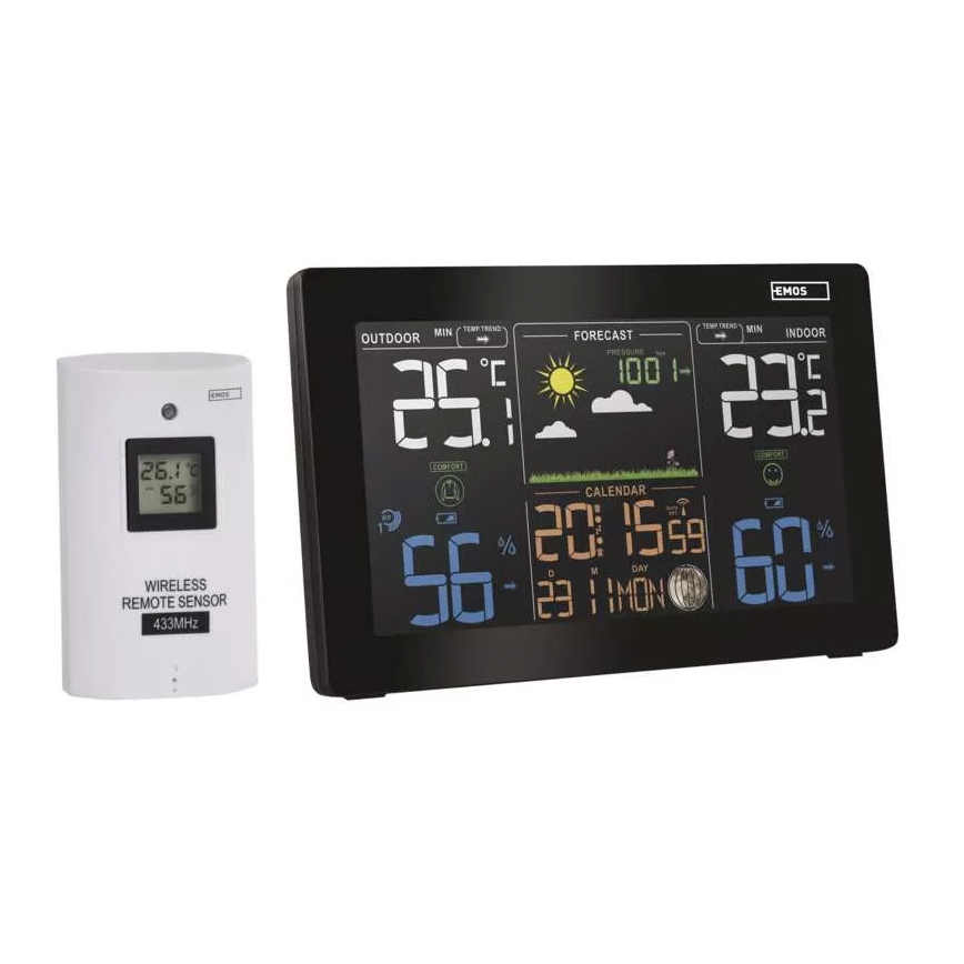 Draadloos weerstation met wekker 5V/3xAAA + 2xAAA zwart
