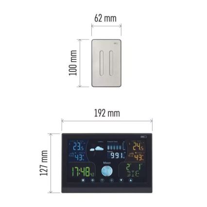 Draadloos weerstation met wekker 3xAAA/5V + 2xAAA zwart