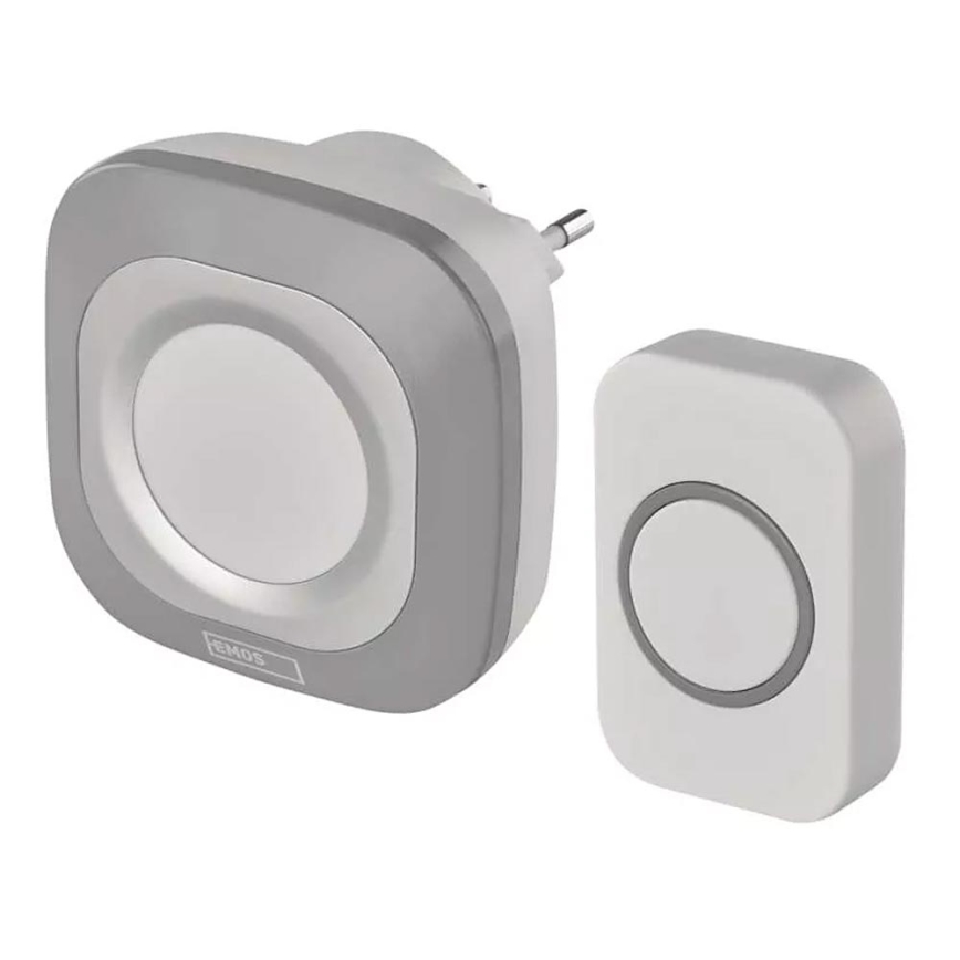 Draadloze deurbel met stekker 230V + 1xCR2032 IP44 grijs