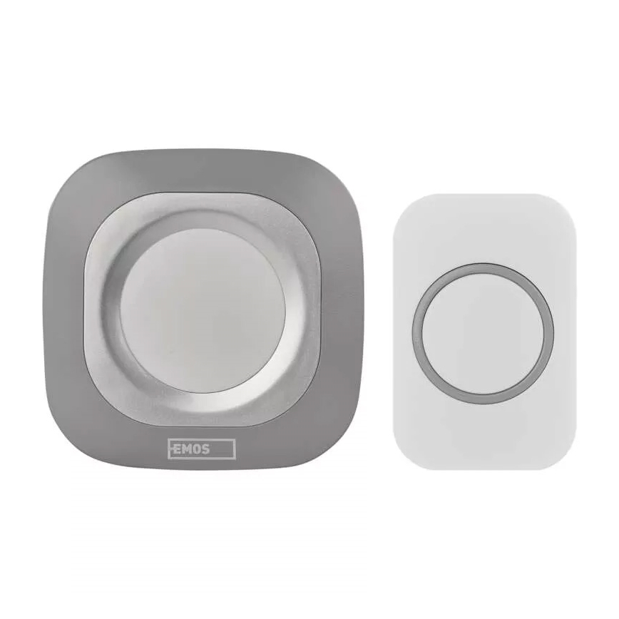 Draadloze deurbel met stekker 230V + 1xCR2032 IP44 grijs