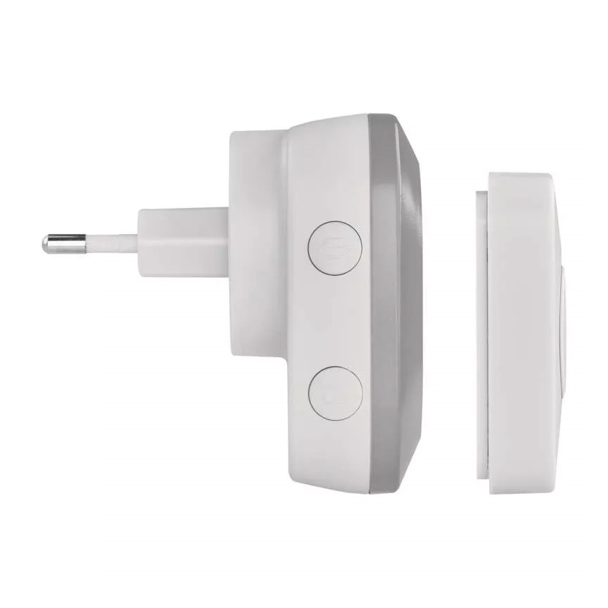 Draadloze deurbel met stekker 230V + 1xCR2032 IP44 grijs