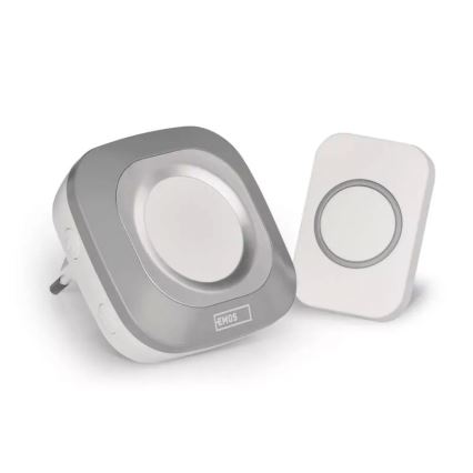 Draadloze deurbel met stekker 230V + 1xCR2032 IP44 grijs