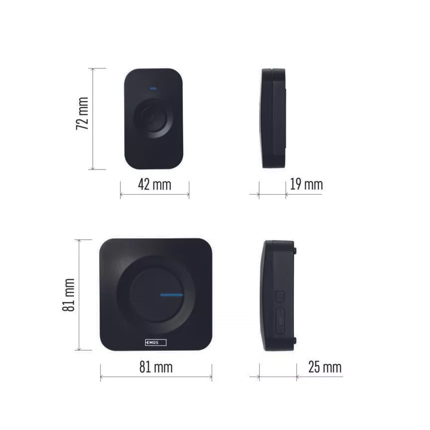 Draadloze Deurbel op Batterijen 3xAAA IP56 zwart