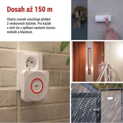 Draadloze deurbel voor in het stopcontact GoSmart 230V + 1xCR2032 wit Wi-Fi
