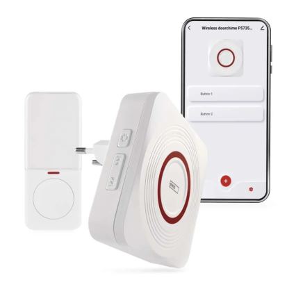 Draadloze deurbel voor in het stopcontact GoSmart 230V + 1xCR2032 wit Wi-Fi