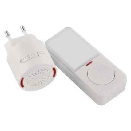 Draadloze deurbel voor stopcontact 230V + 1x CR2032, wit