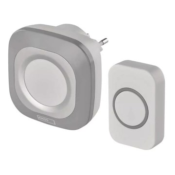 Draadloze deurbel voor stopcontact 230V + 1xCR2032 IP44 grijs